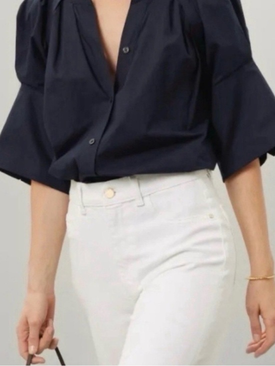 A.L.C. Chloe Blouse In Navy Blue Size 4 - Picture 2 of 9